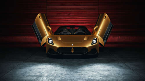 A cinematic CGI visualization of a Maserati MC20 Cielo super sports car. wallpaper