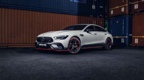 A luxury Mercedes-AMG GT 63 S E Performance F1 Edition with aerodynamic racing styling... wallpaper