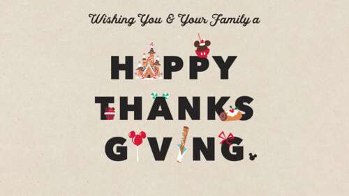 Mickey Mouse with Happy Thanksgiving typography in a Disney art style wallpaper