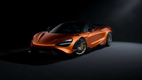 A sleek McLaren 720S supercar captured in a dark, moody aesthetic with dramatic lighting... wallpaper