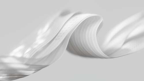 A high-quality, minimalist close-up of flowing white fabric and monochromatic ribbons... wallpaper