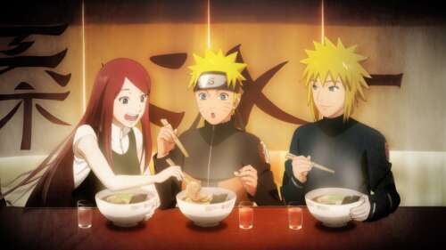 A portrait of Naruto Uzumaki with his parents Minato Namikaze and Kushina Uzumaki... wallpaper