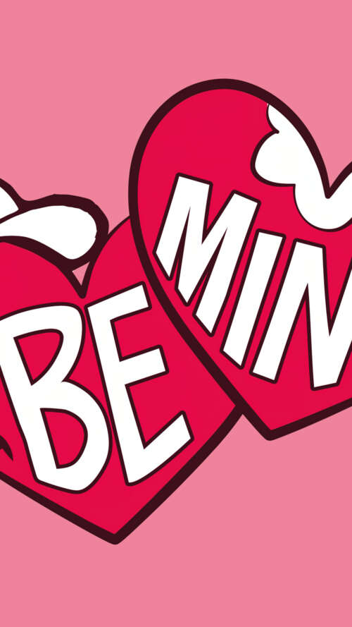 Popeye the Sailor Man surrounded by floating red hearts on a pink background for... wallpaper
