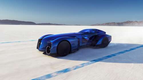 A futuristic Renault Filante Record 2025 concept car featuring sleek aerodynamic... free wallpaper