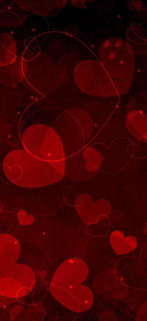A collection of multiple vibrant red hearts scattered in a romantic arrangement. download free wallpaper for phone
