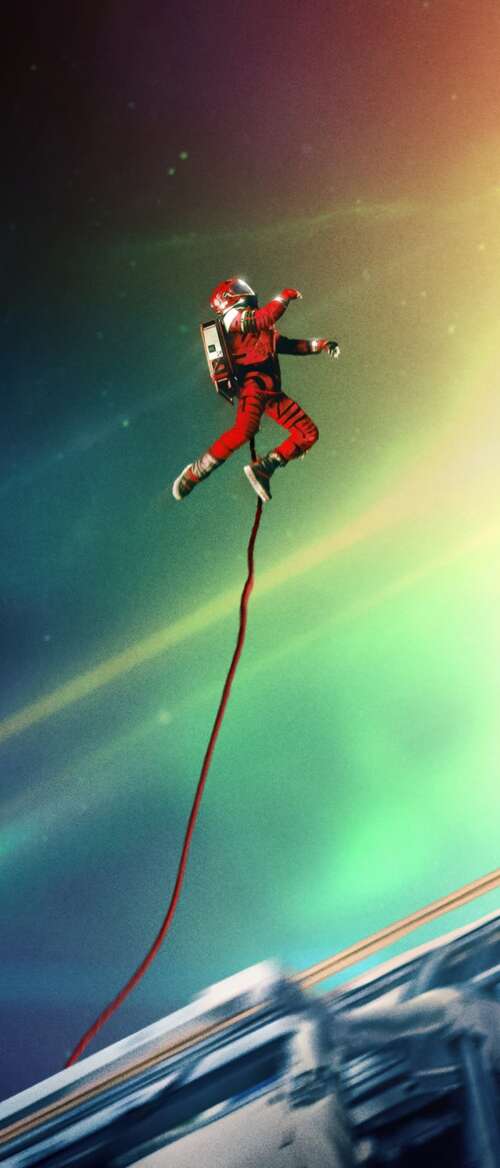 Astronaut Ryland Grace from Project Hail Mary floating in deep space wearing a NASA... hd background