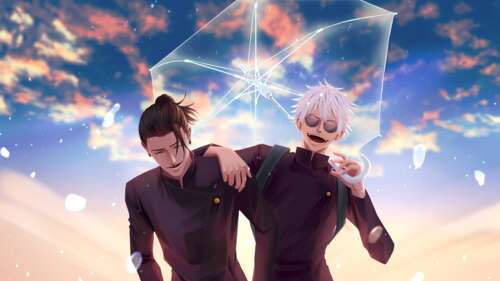 A high-resolution portrait of Satoru Gojo and Suguru Geto from the anime Jujutsu... wallpaper