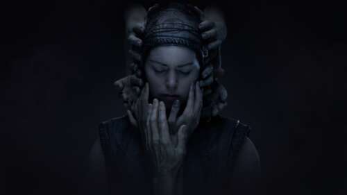 A cinematic and dark portrait of Senua from the video game Hellblade II: Senua's... wallpaper