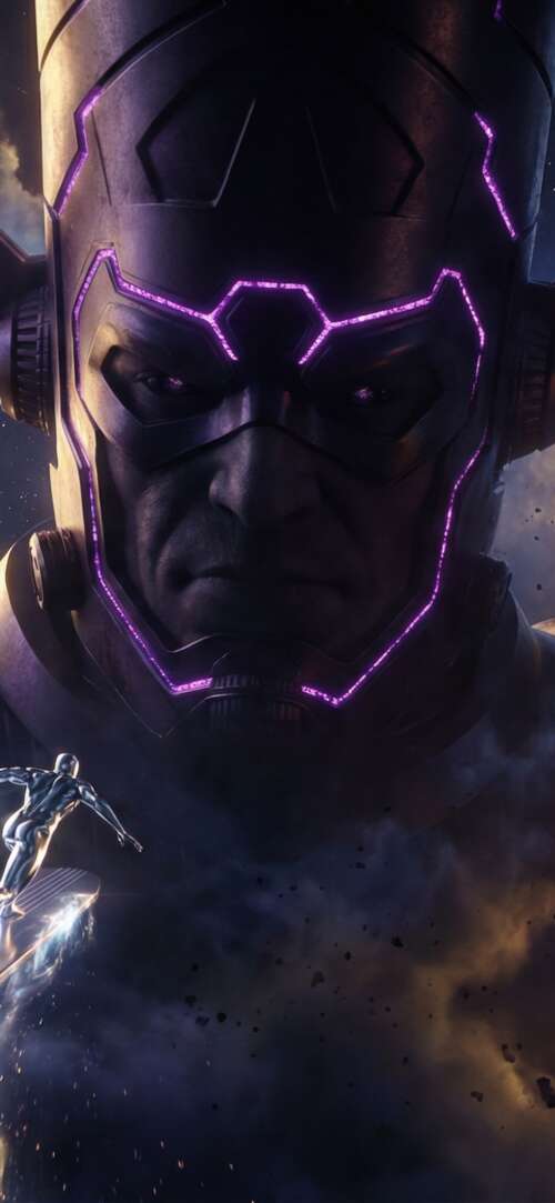 A highly detailed, cinematic portrayal of the Silver Surfer from Marvel Comics, featuring... wallpaper