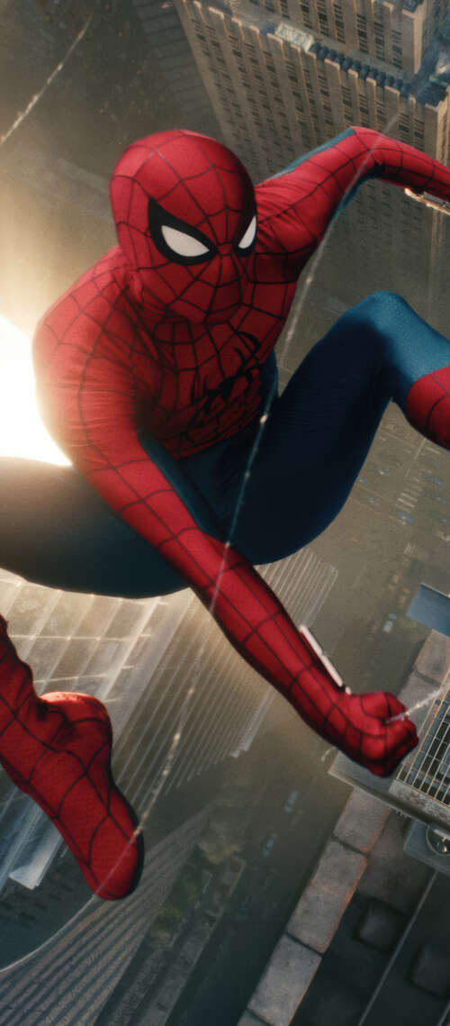 Spider-Man from Marvel Comics in a cinematic ultra-wide 5K movie concept. wallpaper