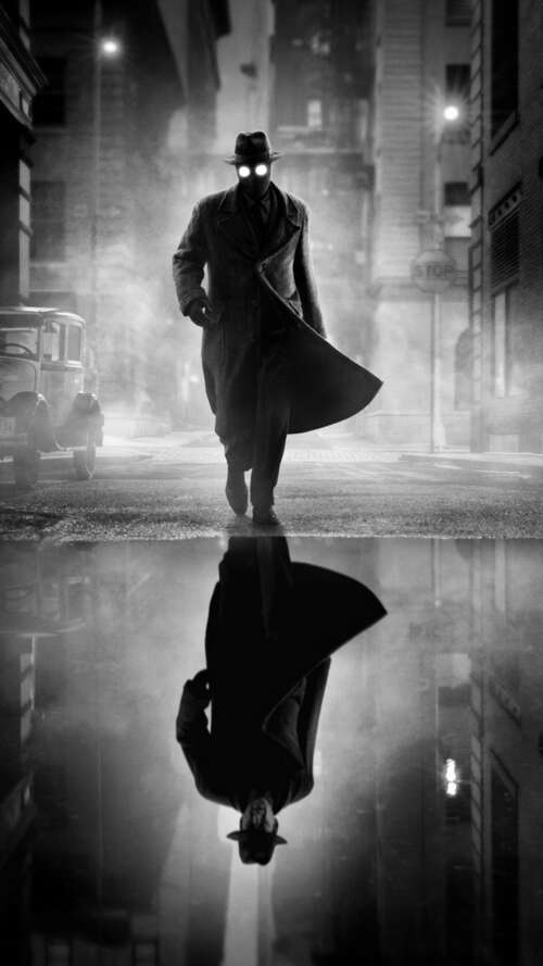 Spider-Man Noir in a dramatic black and white monochrome setting, Marvel Studios... wallpaper download