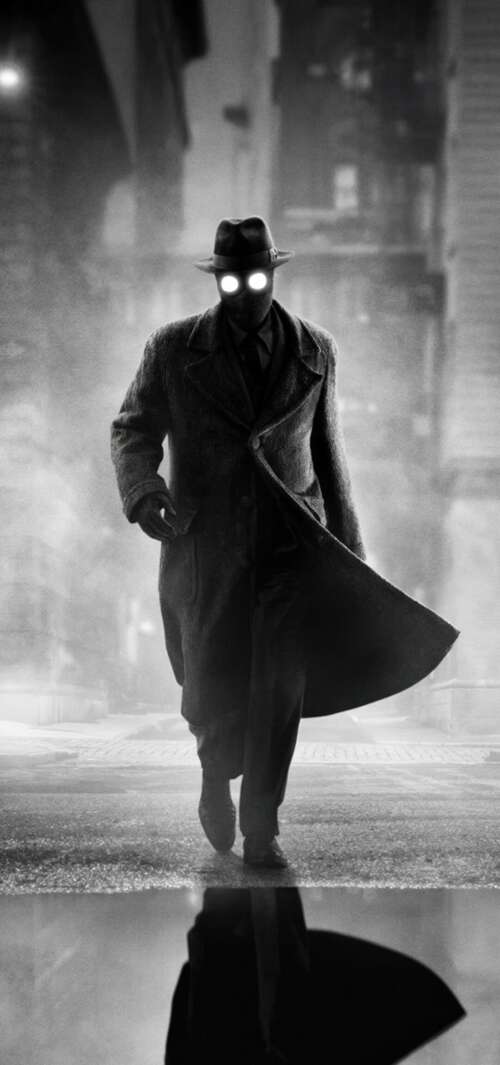 High-contrast black and white portrait of Spider-Noir from Marvel Studios. wallpaper