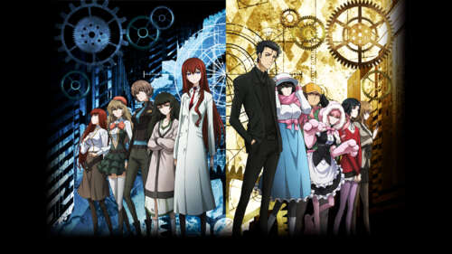 A collection of main characters from the Steins;Gate anime series, including Rintaro... wallpaper