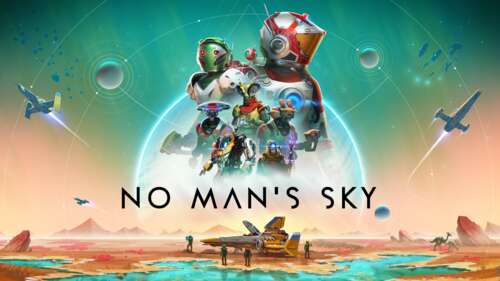 The Traveler from No Man's Sky standing amidst a colorful and alien planet landscape... wallpaper