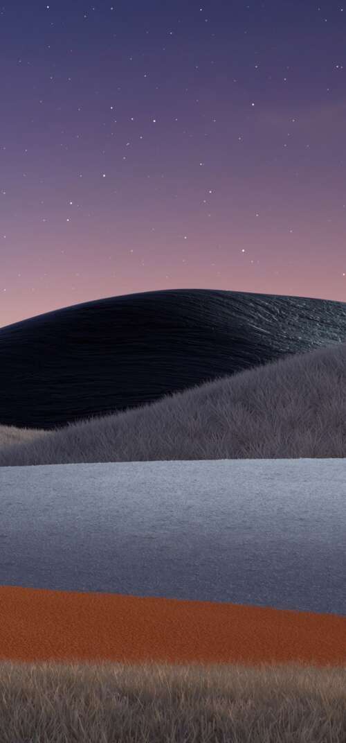 A serene landscape of rolling hills under a starry twilight sky with the warm glow... wallpaper images