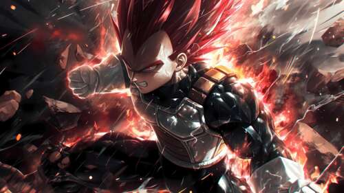 Vegeta in Super Saiyan God form and Naruto Uzumaki in a highly detailed crossover... wallpaper
