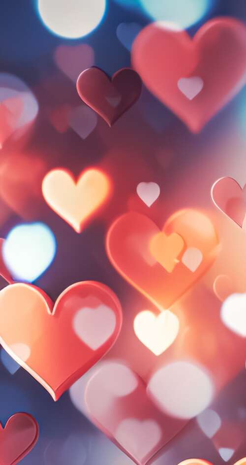 A collection of colorful, translucent hearts floating in front of a soft, multi-colored... wallpaper download