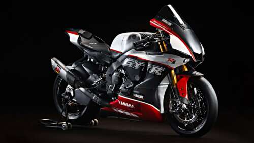 High-resolution close-up of the Yamaha R1 GYTR Pro 25th Anniversary 2023 superbike... free wallpaper