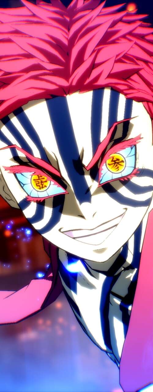 Akaza from Demon Slayer: Kimetsu No Yaiba standing in the Infinity Castle wallpapers for android
