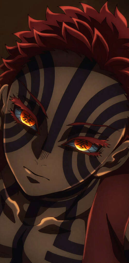 Akaza from Demon Slayer: Kimetsu No Yaiba amidst the complex structures of the Infinity... wallpaper