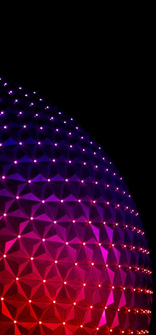 The glowing Spaceship Earth structure at Epcot, Walt Disney World, captured at night... free hd wallpapers