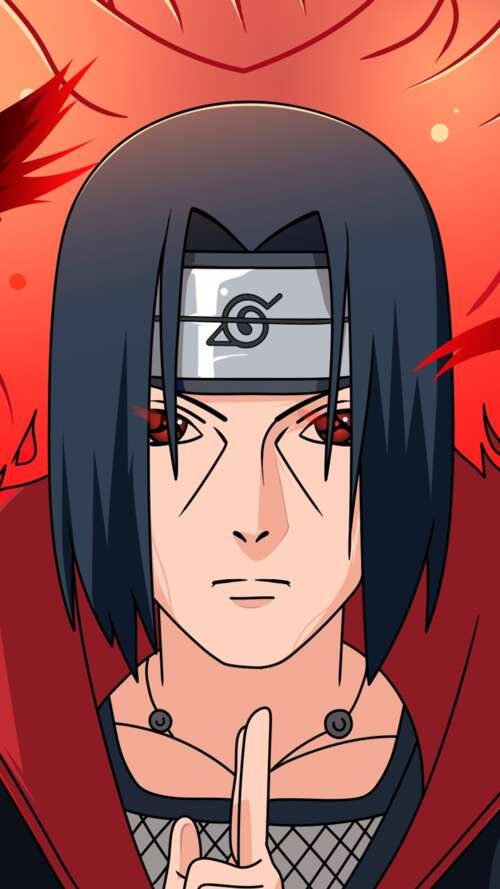 Itachi Uchiha from Naruto featuring his Susanoo mode and Sharingan eye on a white... high definition wallpaper