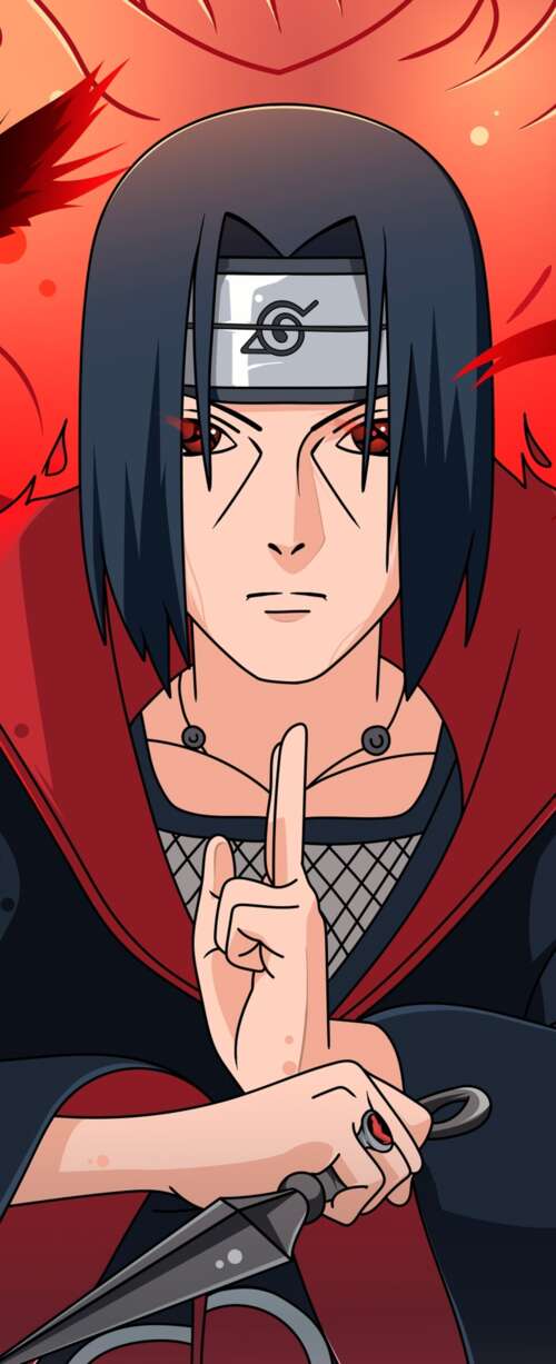 Itachi Uchiha from Naruto in Susanoo mode with active Sharingan eyes hand phone wallpaper