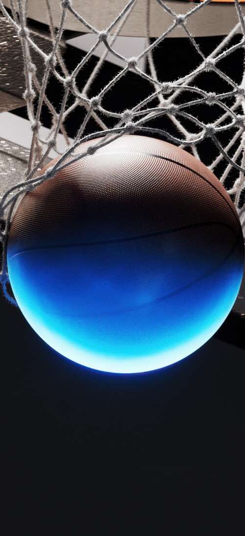 A minimalist, glowing basketball hoop and backboard set against a dark, cinematic... wallpaper images