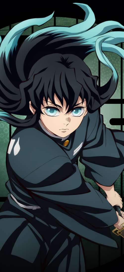 Muichiro Tokito from Demon Slayer: Kimetsu No Yaiba Infinity Castle against a black... mobile wallpaper