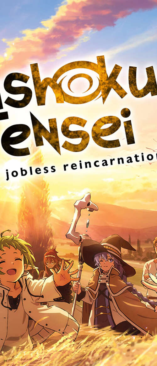 Anime series poster featuring Rudeus Greyrat from Mushoku Tensei: Jobless Reincarnation wallpaper