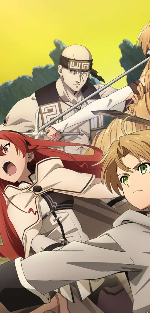 Anime poster of Rudeus Greyrat from Mushoku Tensei: Jobless Reincarnation wallpaper