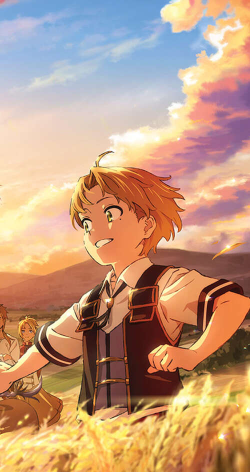 Anime poster featuring the character Rudeus Greyrat from Mushoku Tensei: Jobless... wallpaper images