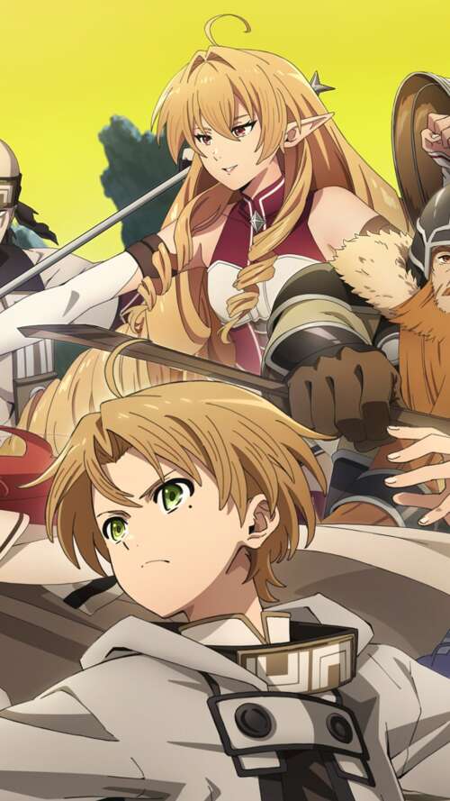 Anime poster featuring Rudeus Greyrat from Mushoku Tensei: Jobless Reincarnation free hd wallpapers