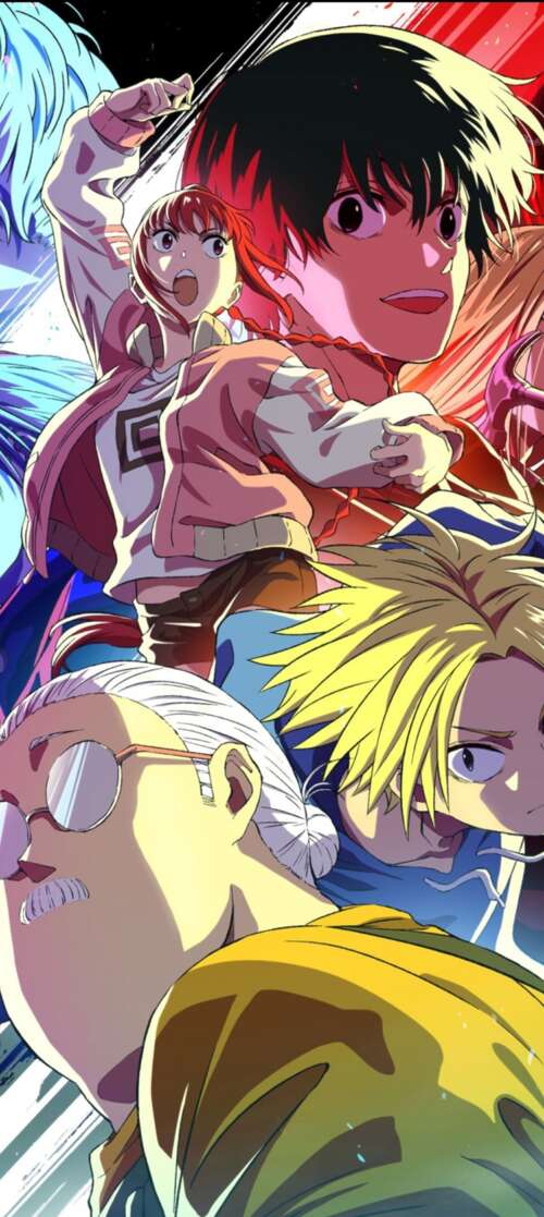Key art of Taro Sakamoto, Shin Asakura, and Yoichi Nagumo from the Sakamoto Days... wallpaper