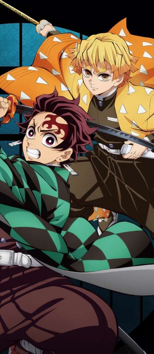 Tanjiro Kamado, Zenitsu Agatsuma, and Inosuke Hashibira inside the Infinity Castle... pictures for wallpaper