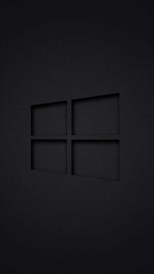 Windows 10 logo centered on a dark, minimalist background. wallpaper