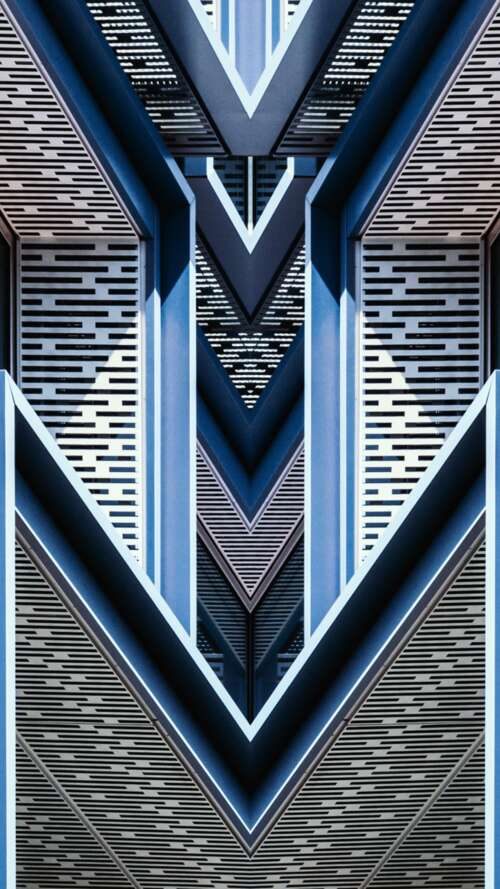 Blue Symmetrical Architectural Pattern