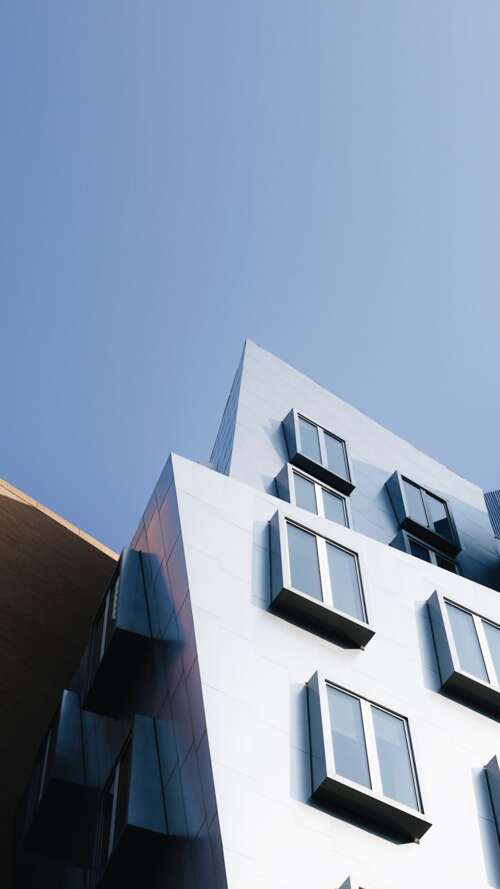 Contemporary Architectural Complex under Clear Skies