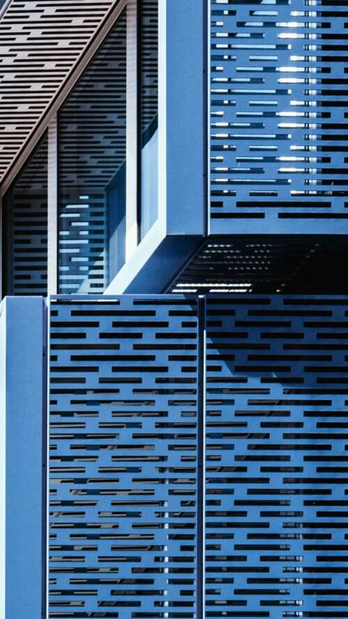 Symmetrical Blue Architectural Pattern