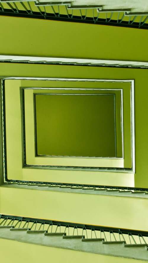 Verdant Geometric Staircase Perspective