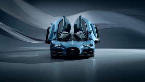 A highly detailed, 5K resolution view of the 2024 Bugatti Tourbillon hypercar, highlighting... wallpaper
