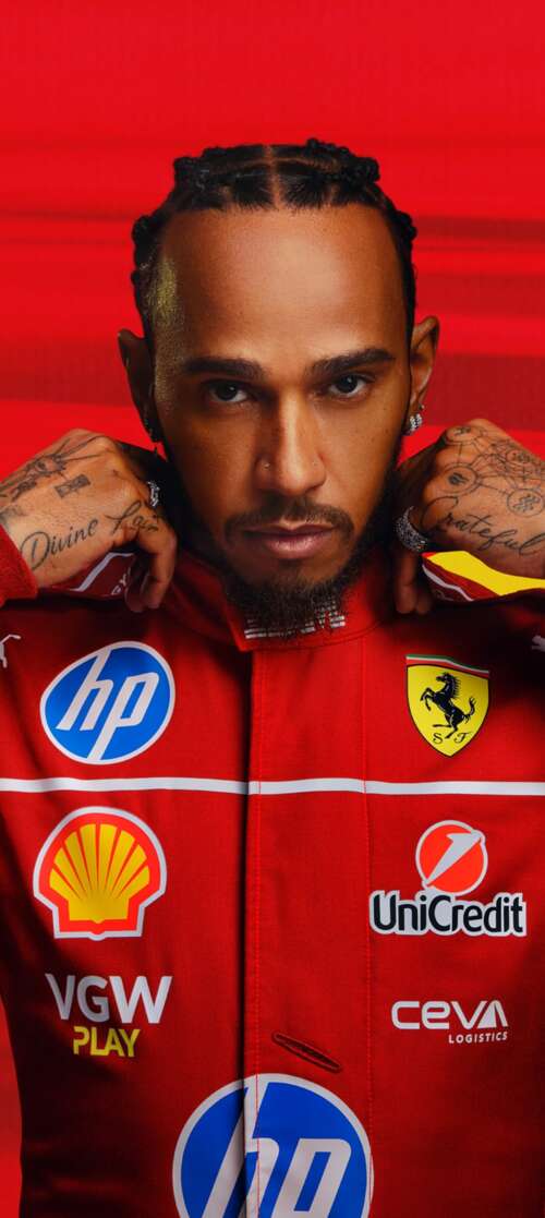 A vibrant and bold red background graphic representing the F1 25 racing game concept. hand phone wallpaper