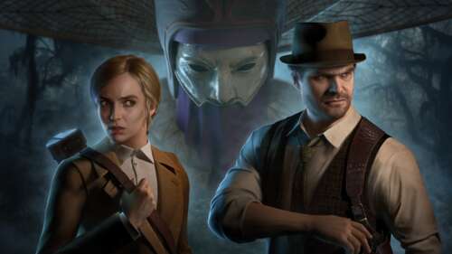Emily Hartwood and Edward Carnby from the video game Alone in the Dark (2023) standing... wallpaper