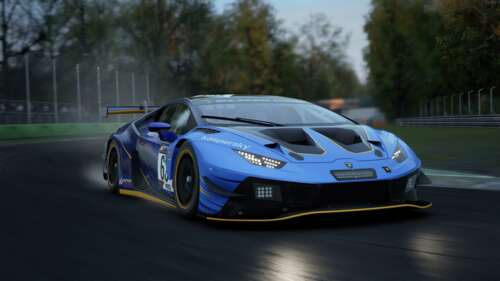 A high-resolution, detailed view of the Lamborghini Huracán GT3 EVO racing car in... wallpaper