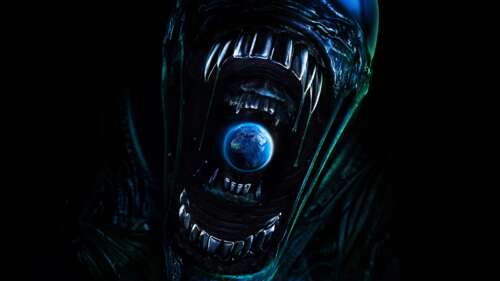 A high-detail, cinematic close-up of the Xenomorph from the Alien: Earth television... wallpaper