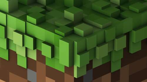 Minecraft Inspired Abstract Grass Block Landscape