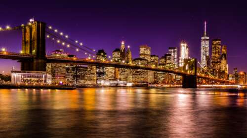 Twilight Over Brooklyn Bridge