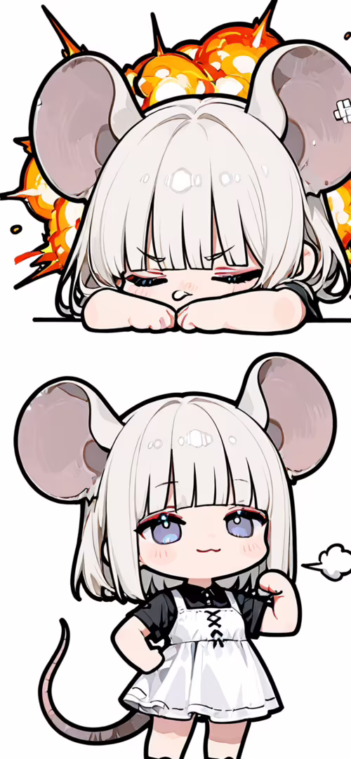 A chibi anime girl with large mouse ears and silver hair, identified as Nazrin from... download free phone wallpaper