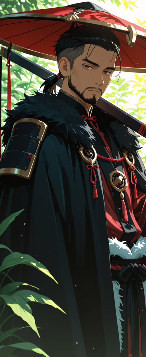 An anime-style illustration of a handsome man with a black undercut and beard, wearing... wallpaper photo gallery download