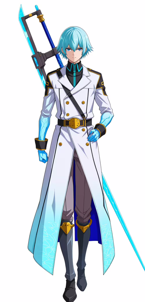 Full-body artwork of Sei from BlazBlue Alternative: Dark War, a young man with blue... wallpaper